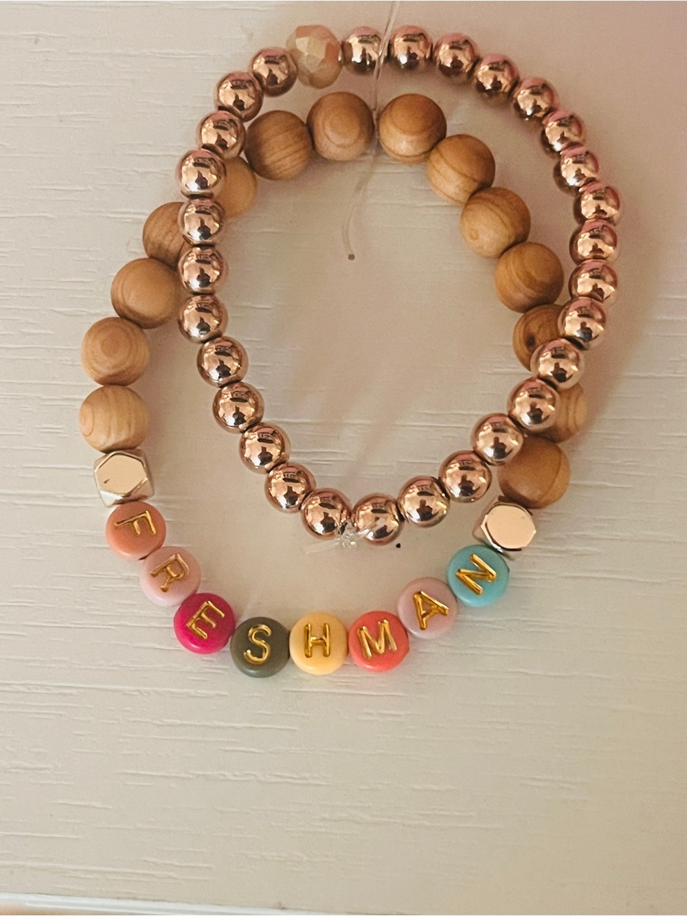 Stacked Bead Bracelet Set with Colorful Letter Beads
